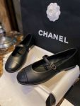 Chanel Interlocking CC Logo Mary Jane Flats Black For Women