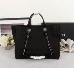 Chanel Large Deauville Pearl Tote Bag Black For Women 15in/38cm A66941