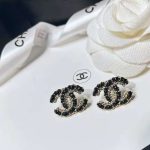 Chanel Letter Chain Earrings Black For Women