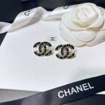 Chanel Letter Chain Earrings Black For Women