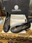 Chanel Mary Jane Flats Pearl Black For Women