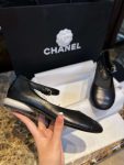 Chanel Mary Jane Flats Pearl Black For Women