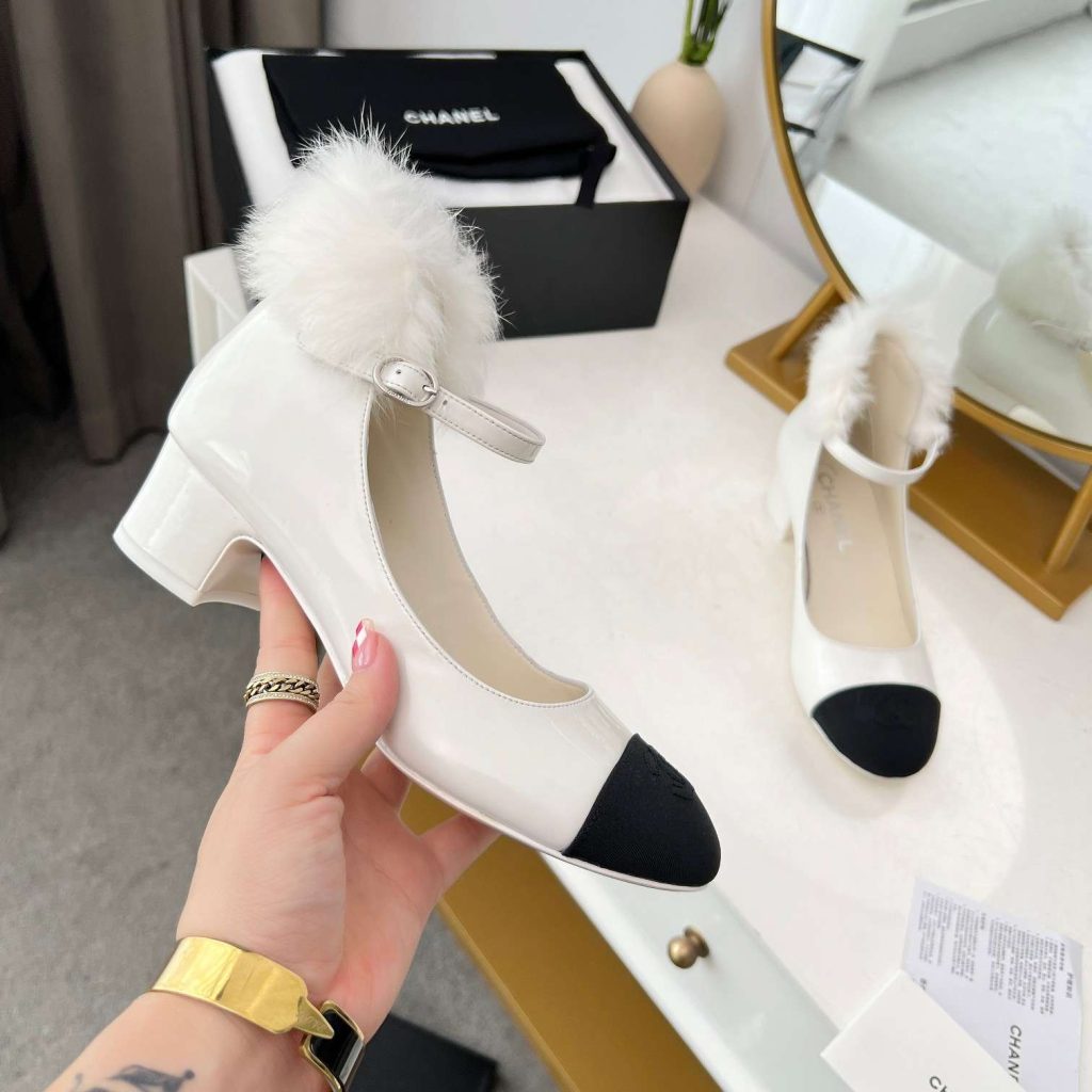 Chanel Milan Rabbit Fur High Heels White For Women