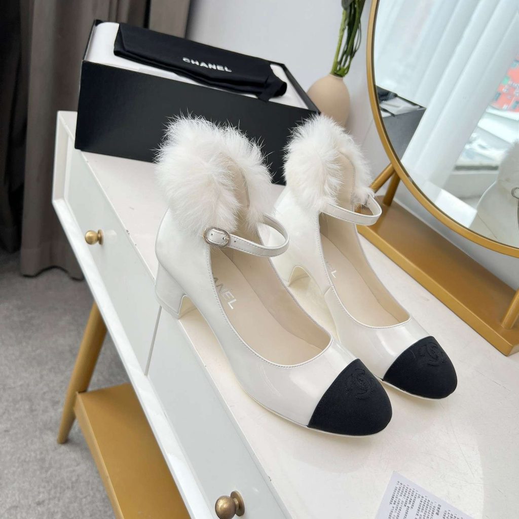 Chanel Milan Rabbit Fur High Heels White For Women