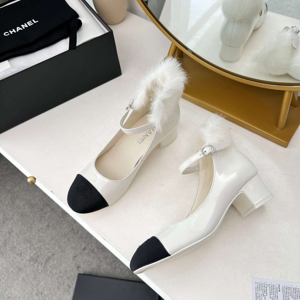 Chanel Milan Rabbit Fur High Heels White For Women