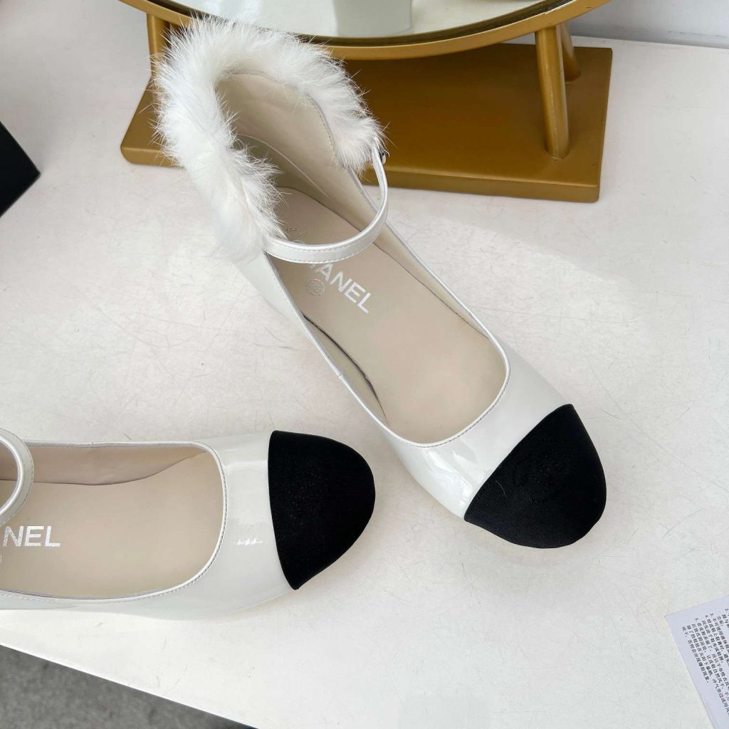 Chanel Milan Rabbit Fur High Heels White For Women