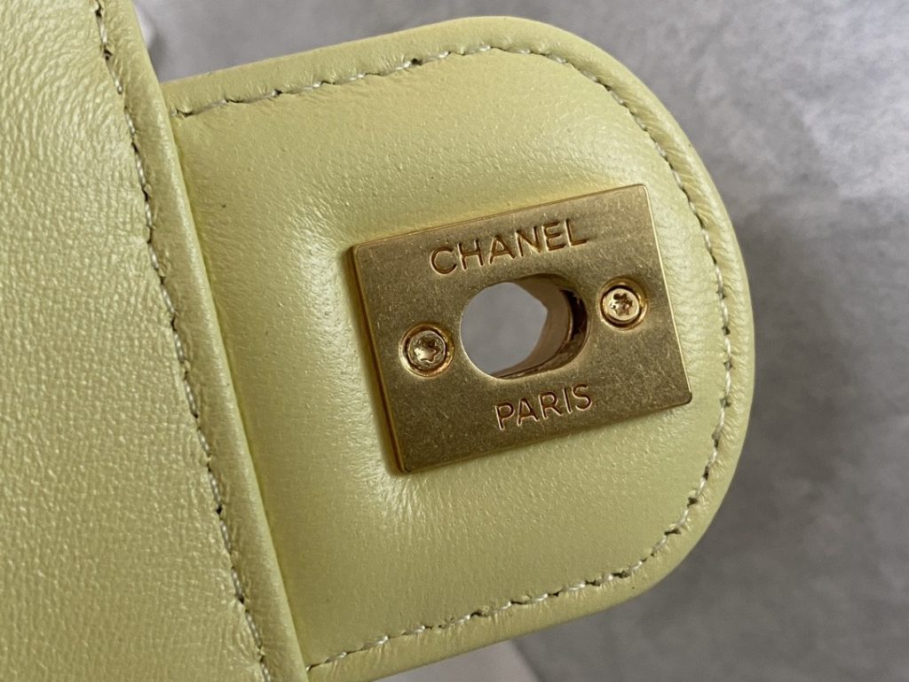 Chanel Mini Flap Bag With Top Handle Yellow/Beige For Women 15cm / 6in AS4035