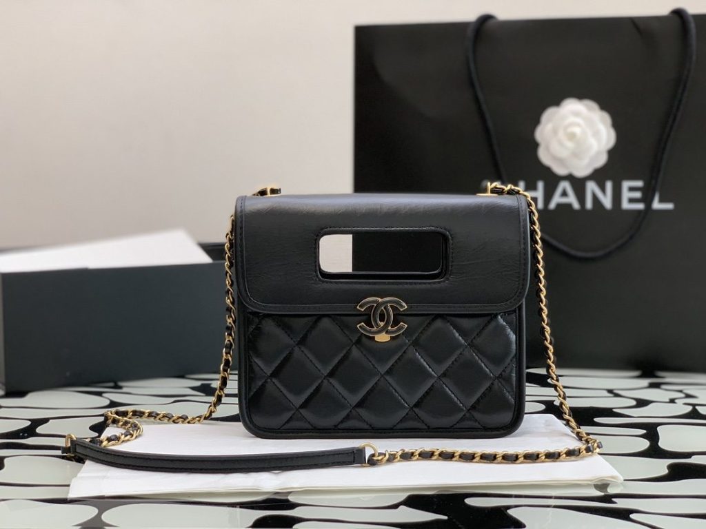 Chanel Mini Top Handle Bag Black For Women 20cm / 7.9in