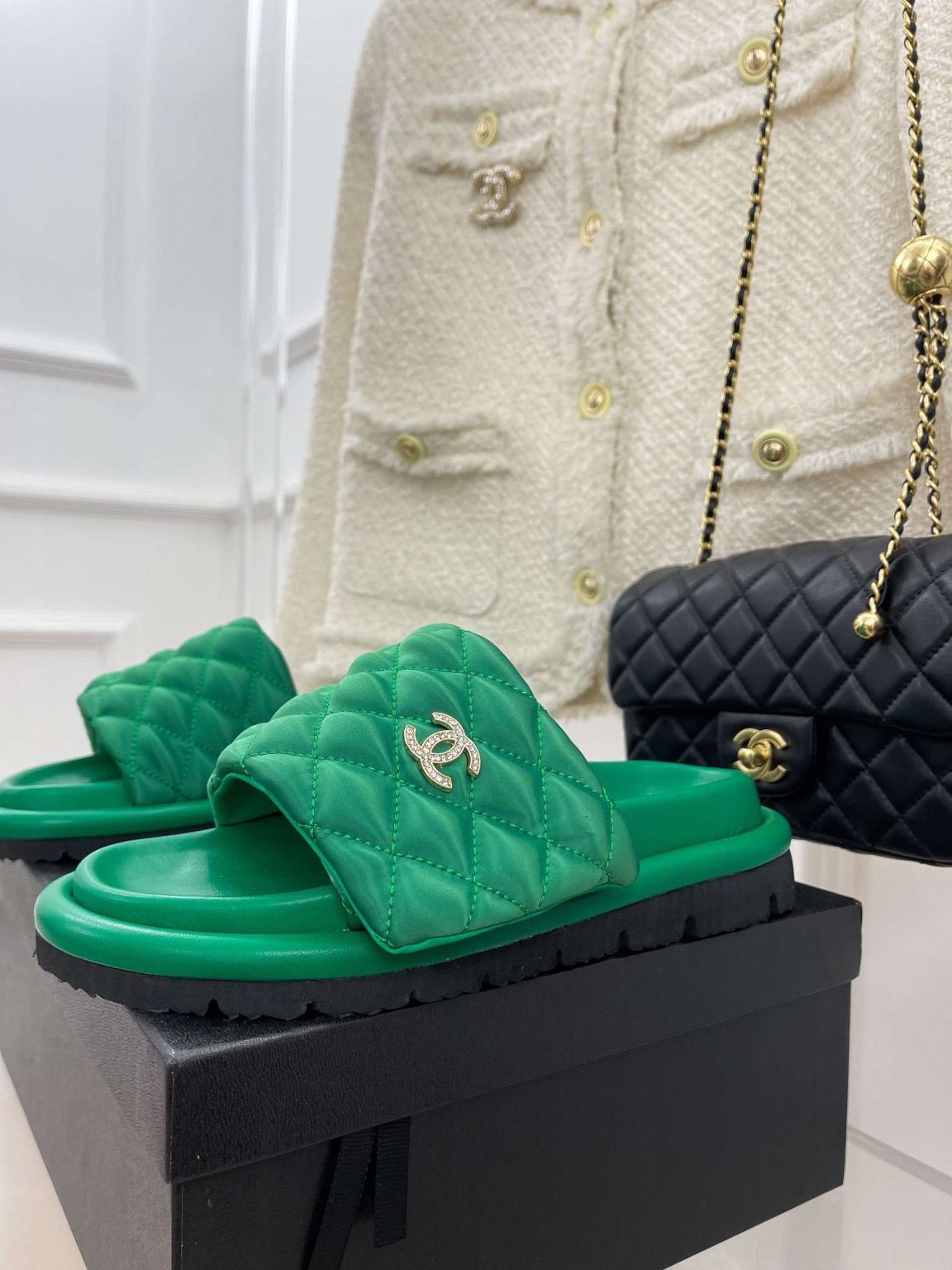 Chanel Mules Green For Women