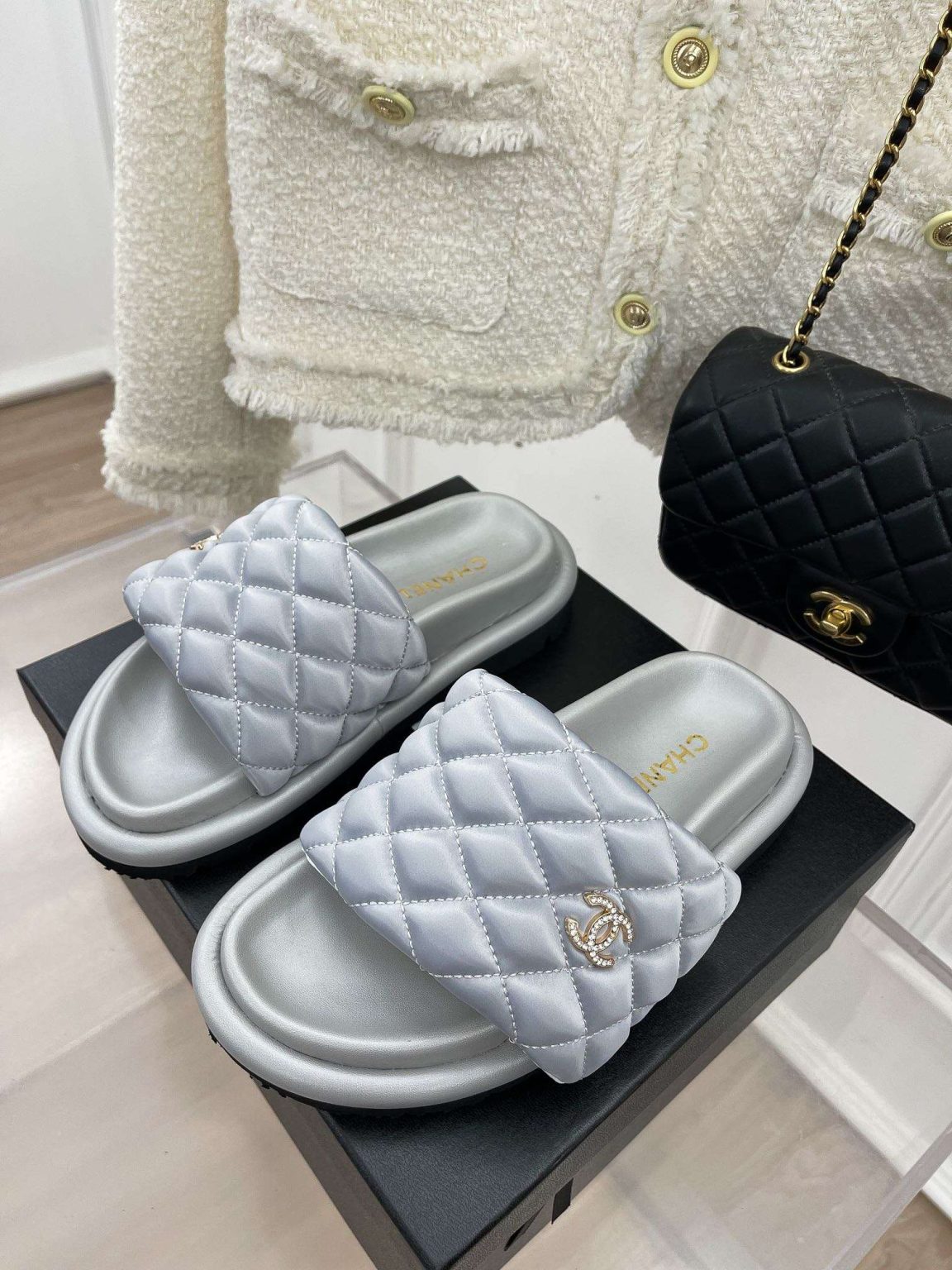 Chanel Mules Grey For Women