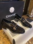 Chanel Patent Chain Loafers Black For Women