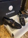 Chanel Patent Chain Loafers Black For Women