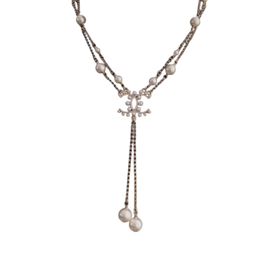 Chanel Pearl CC Necklace Gold For Women