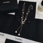 Chanel Pearl CC Necklace Gold For Women