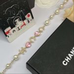 Chanel Pearl Crystal Necklace Gold For Women