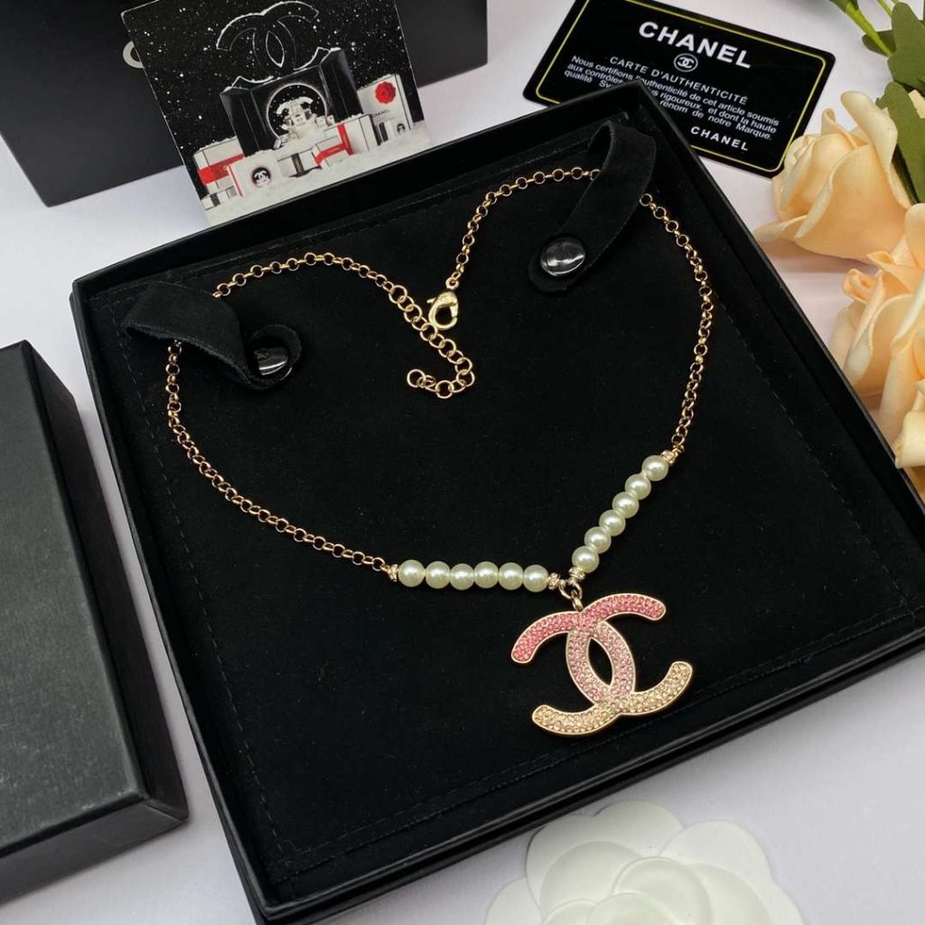 Chanel Pearl Double C Gradient Necklace Gold For Women