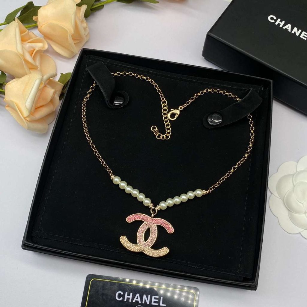 Chanel Pearl Double C Gradient Necklace Gold For Women