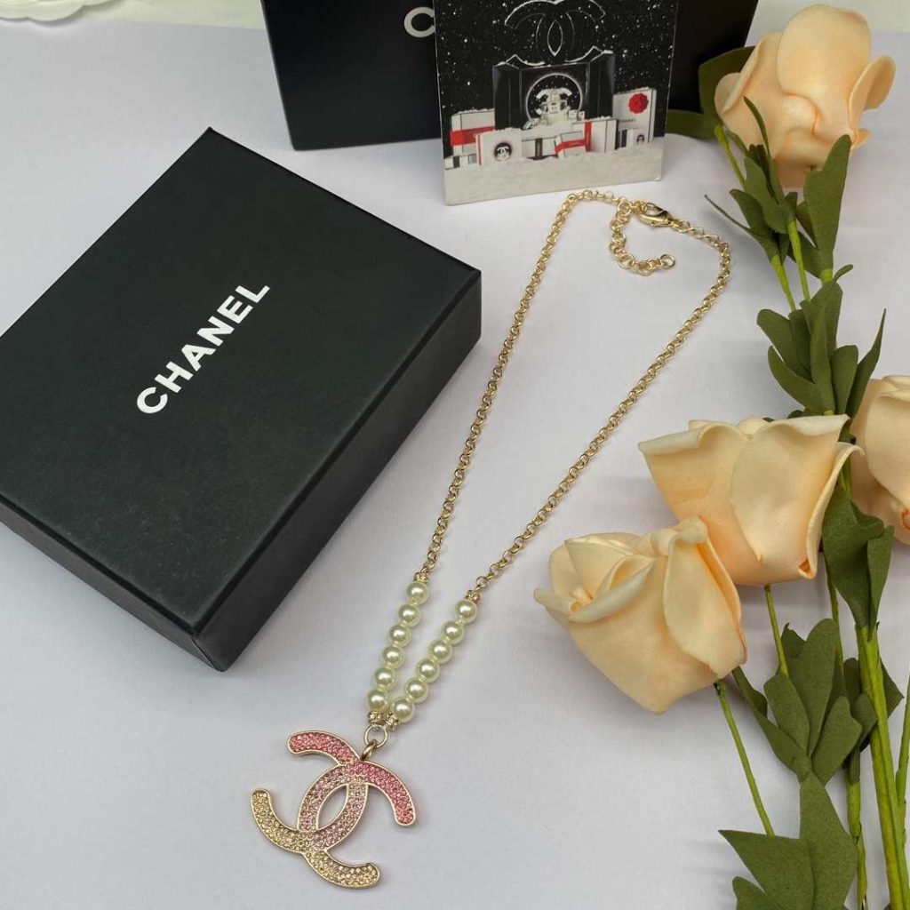 Chanel Pearl Double C Gradient Necklace Gold For Women