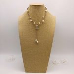 Chanel Pearl Double C Rice Beads Large And Small Necklace Gold For Women