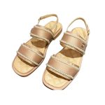 Chanel Pearl Flat Sandals Brown For Women