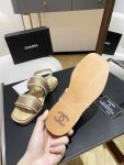 Chanel Pearl Flat Sandals Brown For Women