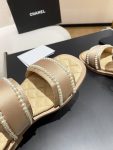 Chanel Pearl Flat Sandals Brown For Women