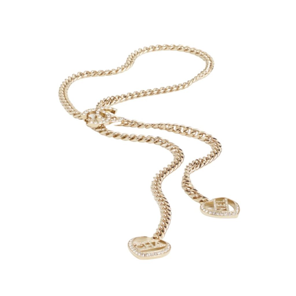 Chanel Pearl Heart Necklace Gold For Women