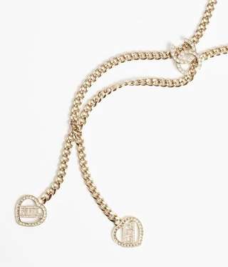 Chanel Pearl Heart Necklace Gold For Women