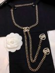 Chanel Pearl Heart Necklace Gold For Women