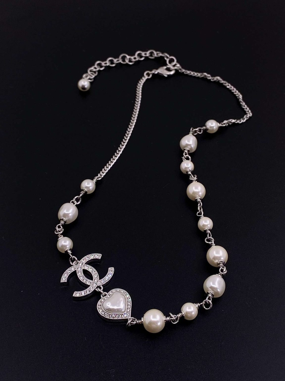 Chanel Pearl Love Necklace White For Women