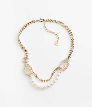 Chanel Pearl Necklace Gold For Women