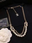 Chanel Pearl Necklace Gold For Women