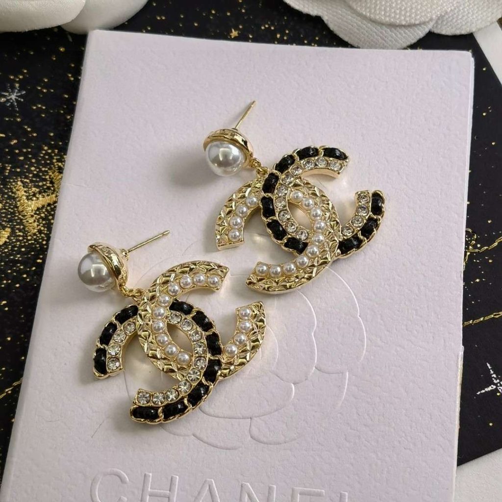 Chanel Pearl Stud Earrings White For Women