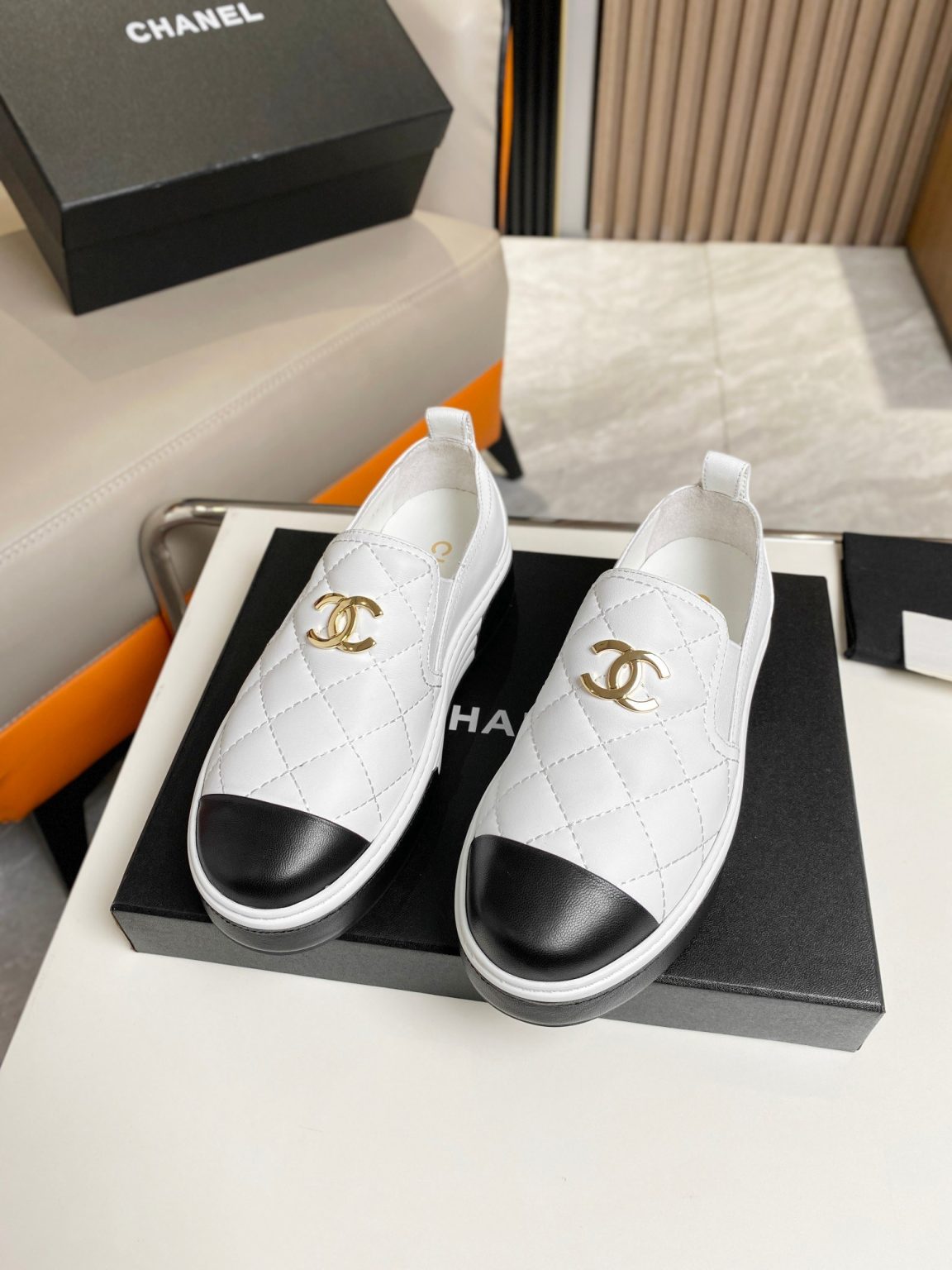 Chanel Platform Casual Style Plain White For Women