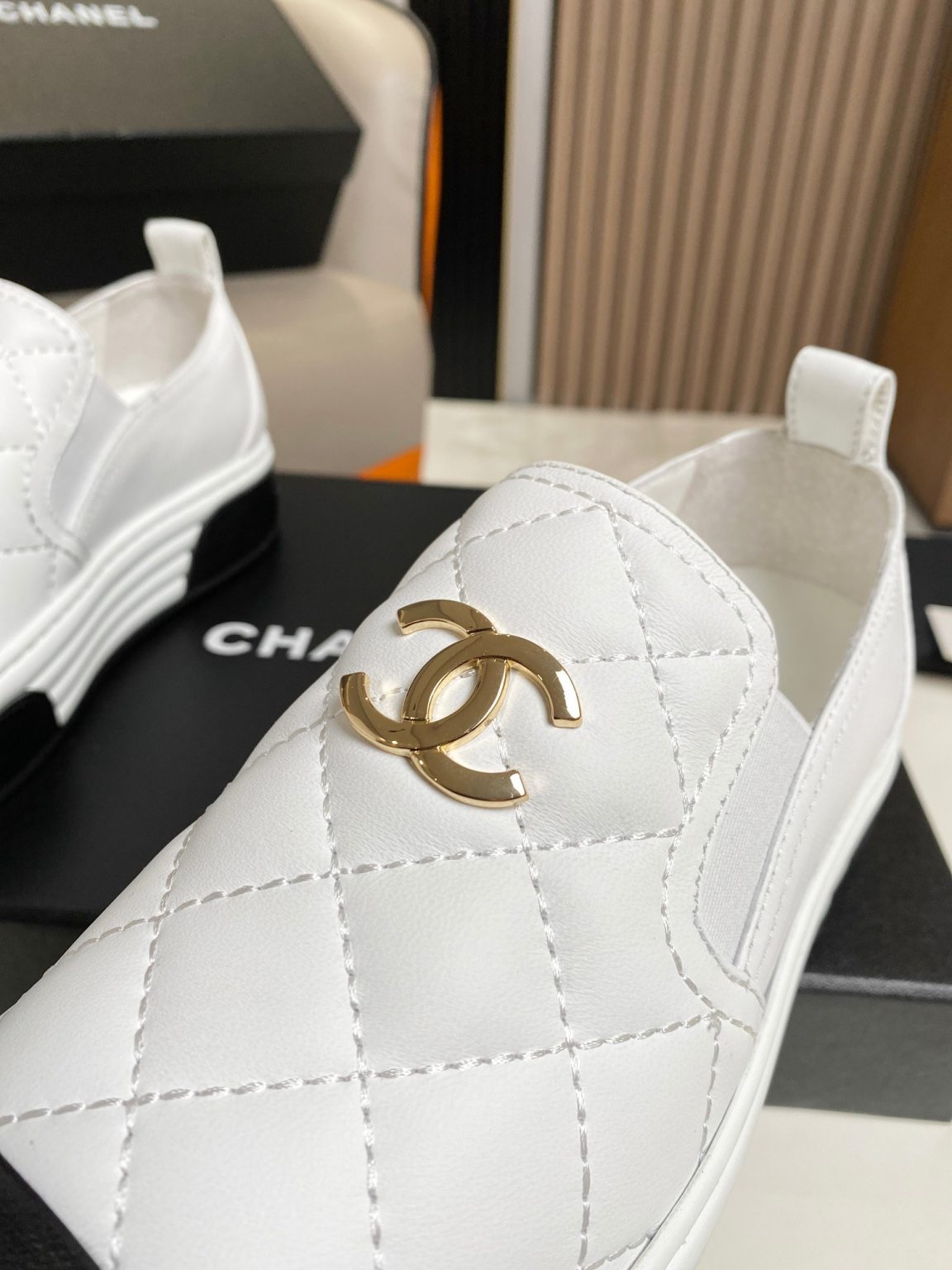 Chanel Platform Casual Style Plain White For Women