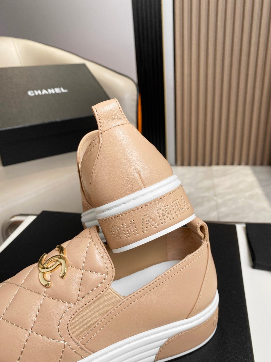 Chanel Platform Casual Style Plain Brown For Women