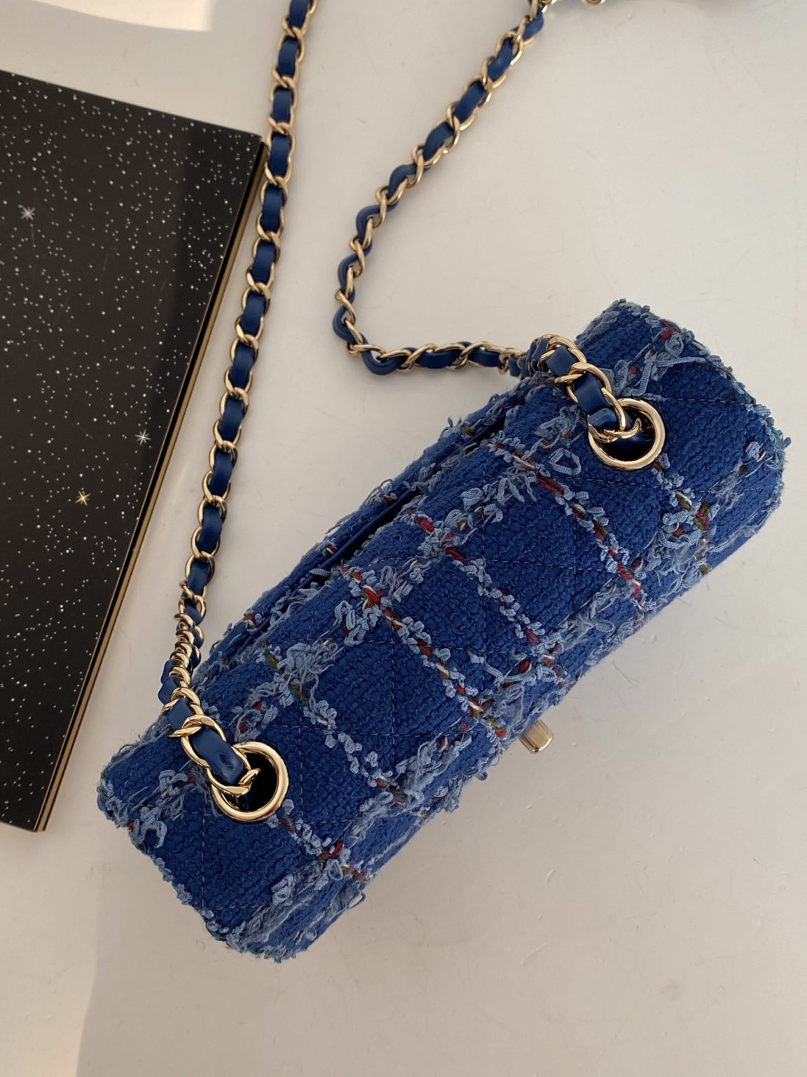 Small Flap Bag With Top Handle Blue For Women 9.8in/25cm