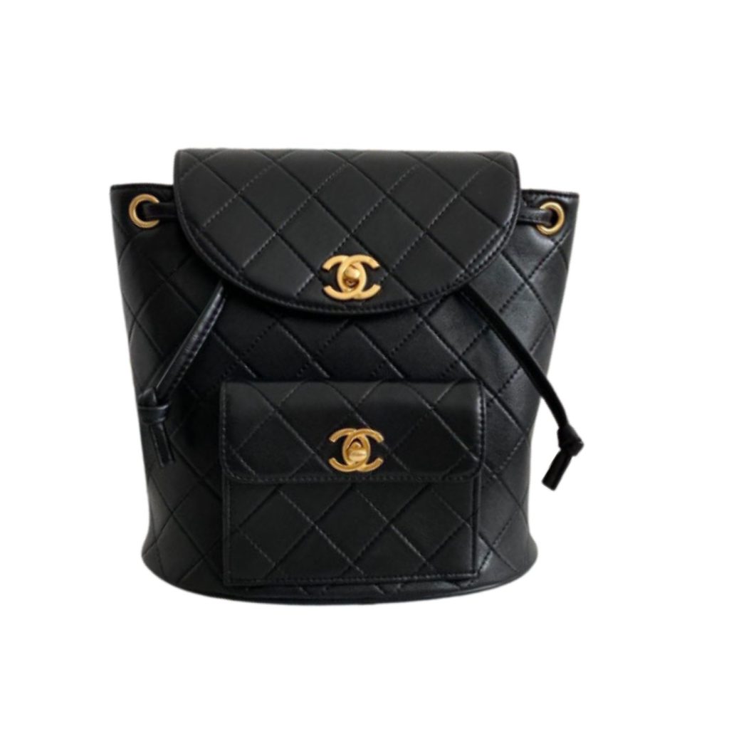 Chanel Vintage Duma Backpack Black For Women 8.3in / 21cm