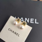 Chanel Square Small Stud Earrings Gold For Women