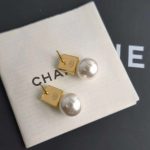 Chanel Square Small Stud Earrings Gold For Women