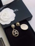 Chanel Stone Oval Earrings Gold For Women