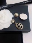 Chanel Stone Oval Earrings Gold For Women