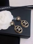 Chanel Stone Oval Earrings Gold For Women