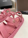 Chanel Straw Weave Strap Thick Sole Crossbody Pink For Women