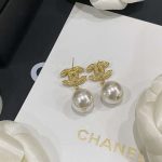 Chanel Tassel Long Crystal Diamond Pearl Earrings Gold For Women