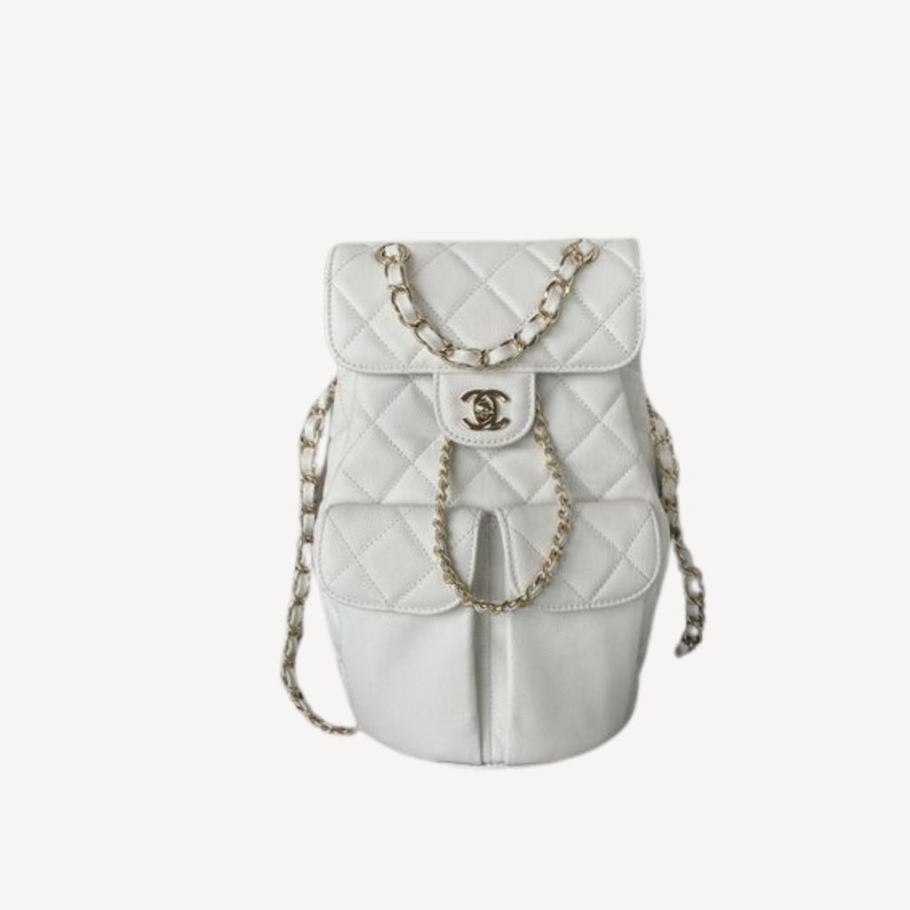 Chanel Taurus Backpack White For Women 10in / 25.5cm AS3200