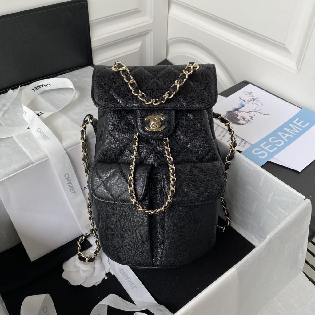 Chanel Taurus Backpack Black For Women 10in / 25.5cm AS3200