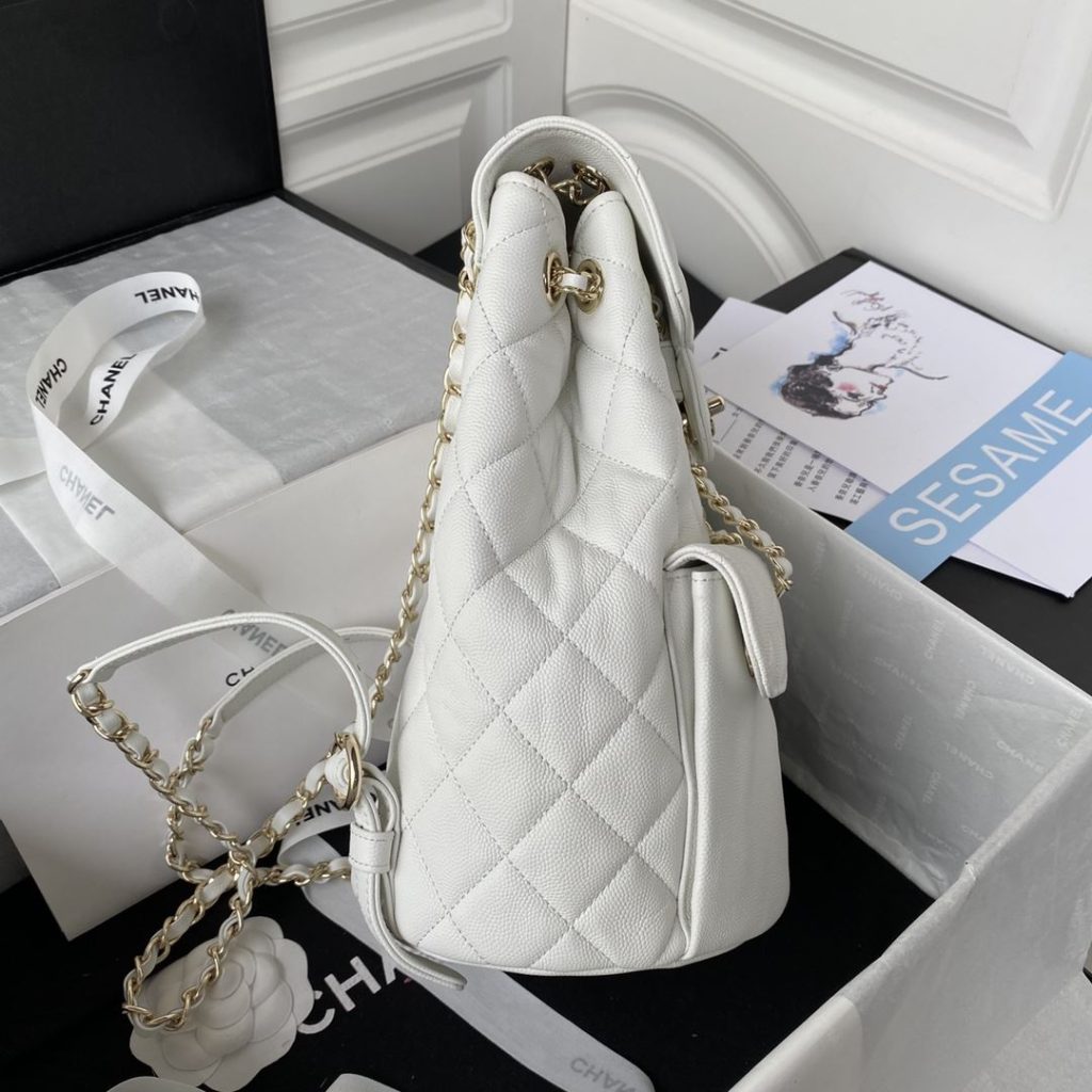 Chanel Taurus Backpack White For Women 10in / 25.5cm AS3200