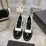 Chanel Thick Soled Chain Laced Loafers White For Women