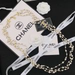 Chanel Three-Layer Pearl Necklace Gold For Women